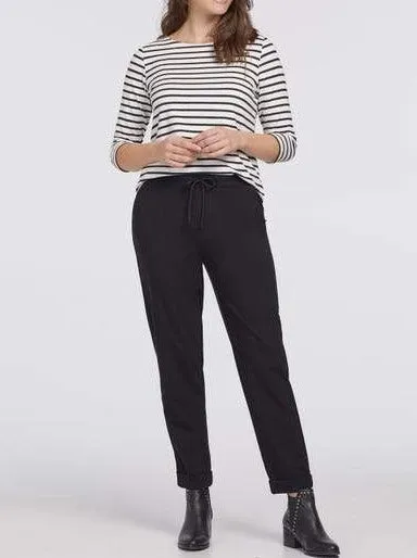 Striped 3/4 Sleeve Boatneck Top