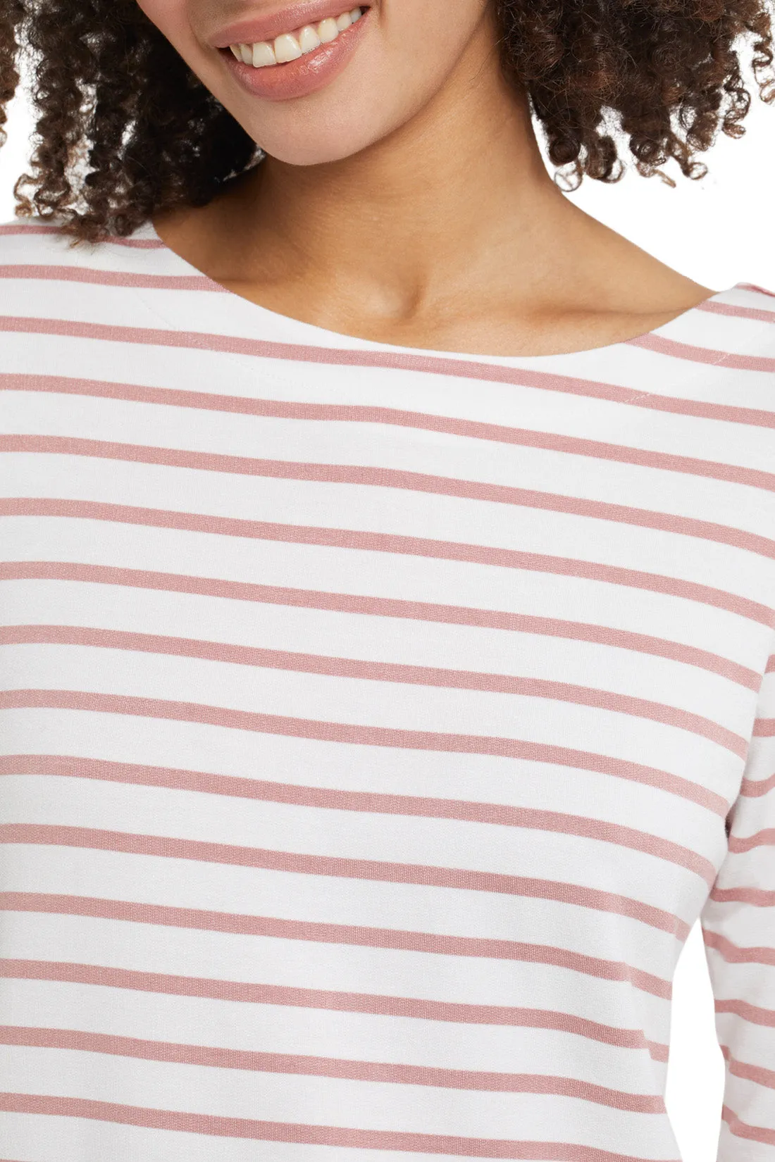 Striped 3/4 Sleeve Boatneck Top