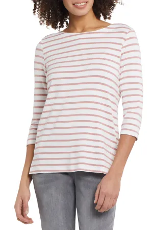 Striped 3/4 Sleeve Boatneck Top