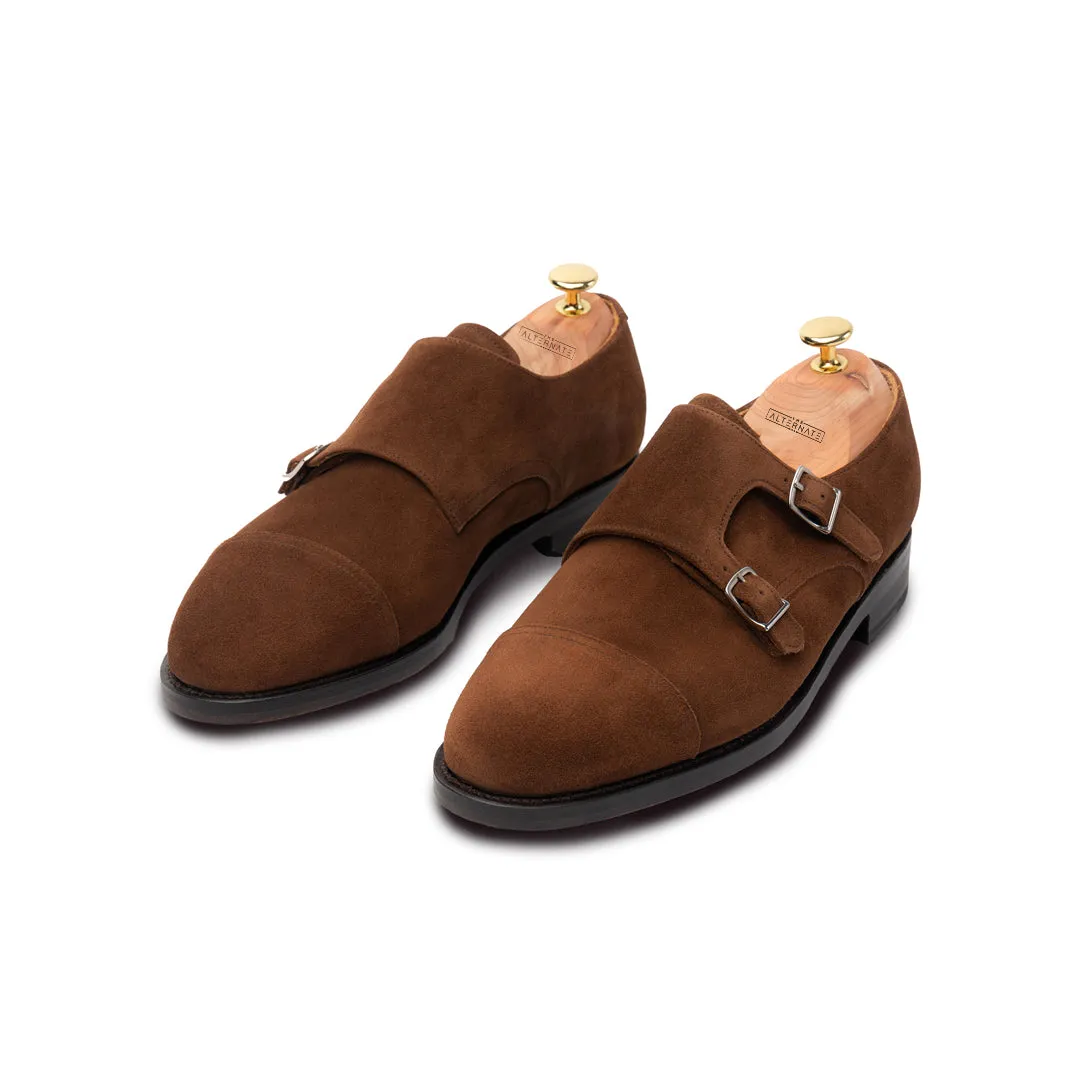 suede monk straps- Tan