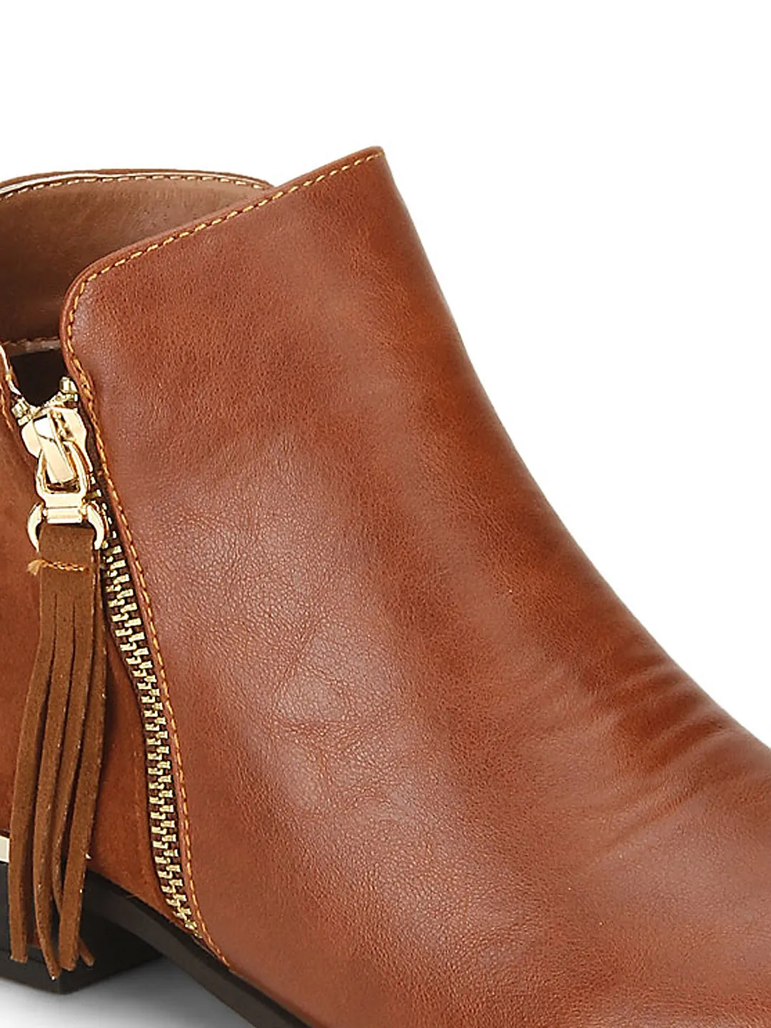 Tan Pu Zipped Detail Ankle Boots