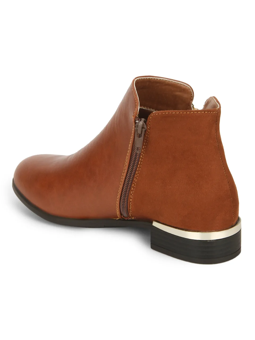 Tan Pu Zipped Detail Ankle Boots