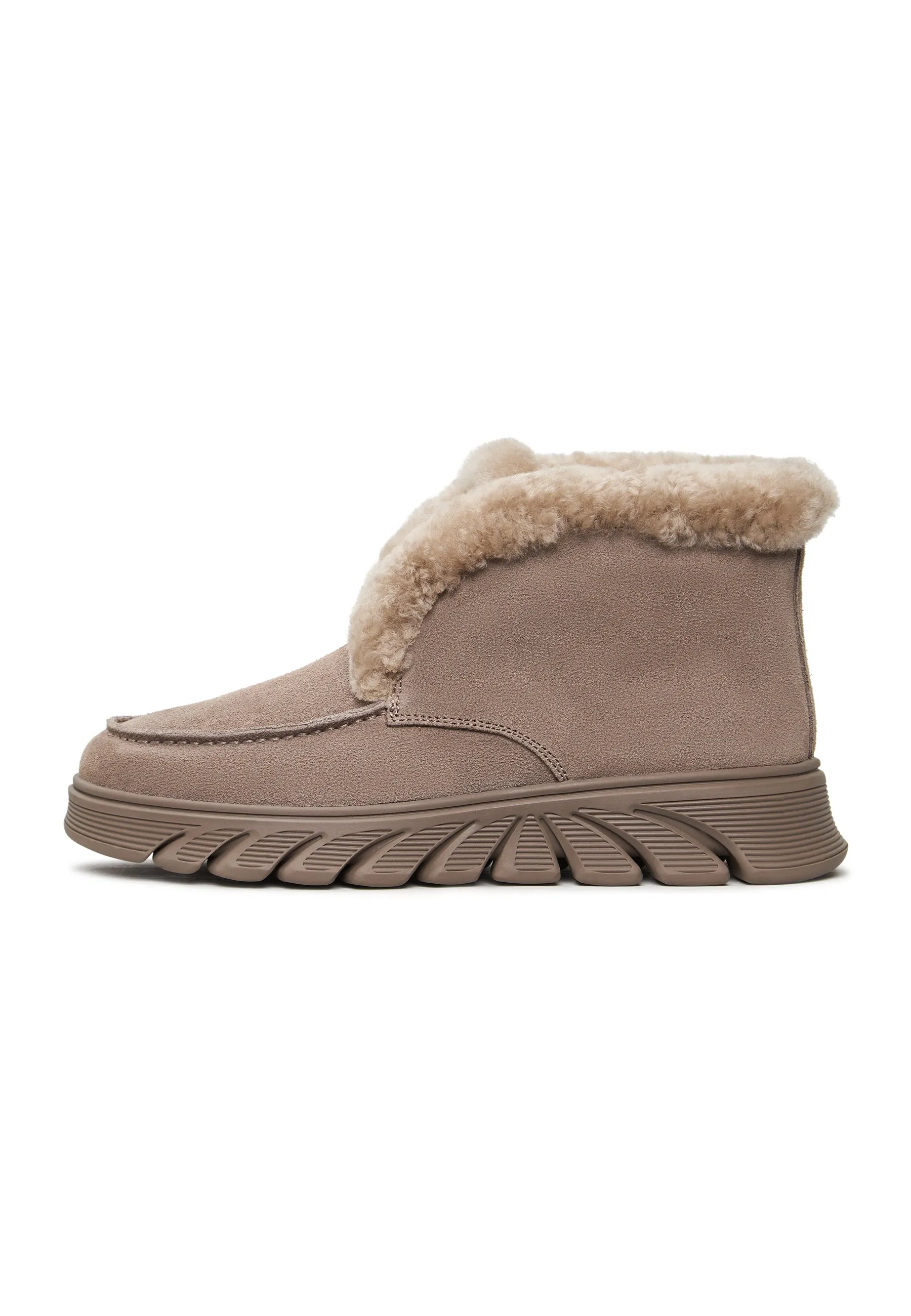 Taupe Shearling-Lined Ankle Boots Adriana - Brown