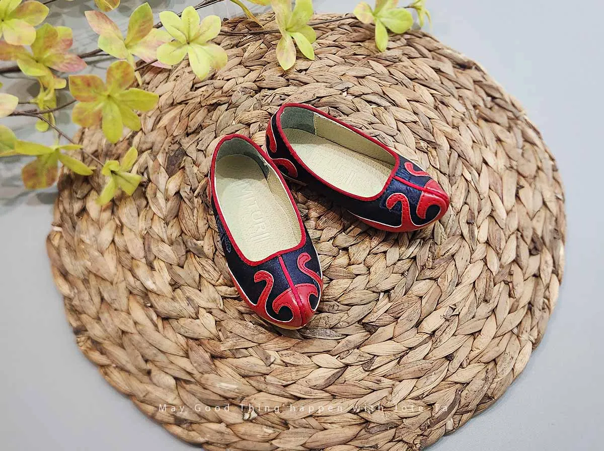 Traditional Baby Boy Hanbok Shoes in Navy & Red