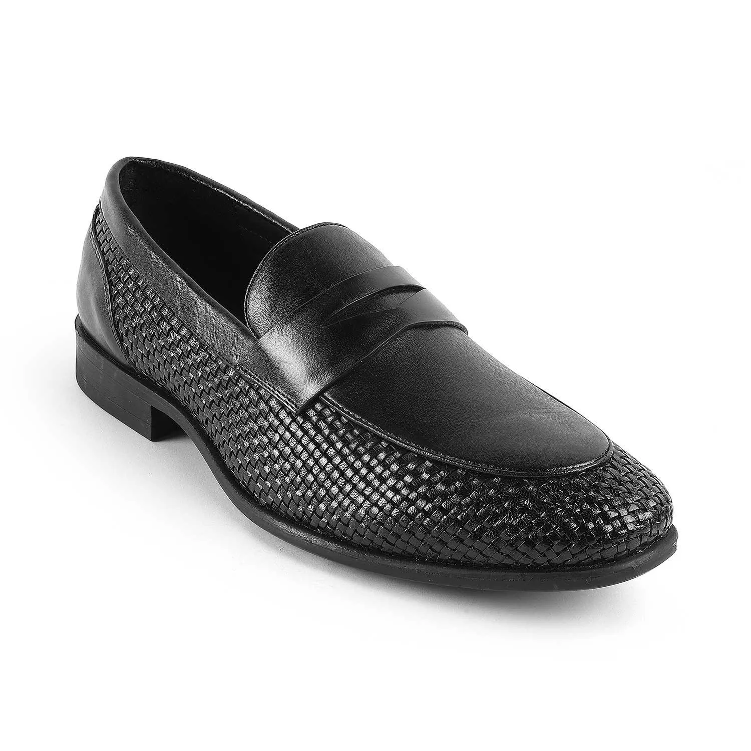 Tresmode Jim Black Men's Leather Penny Loafers