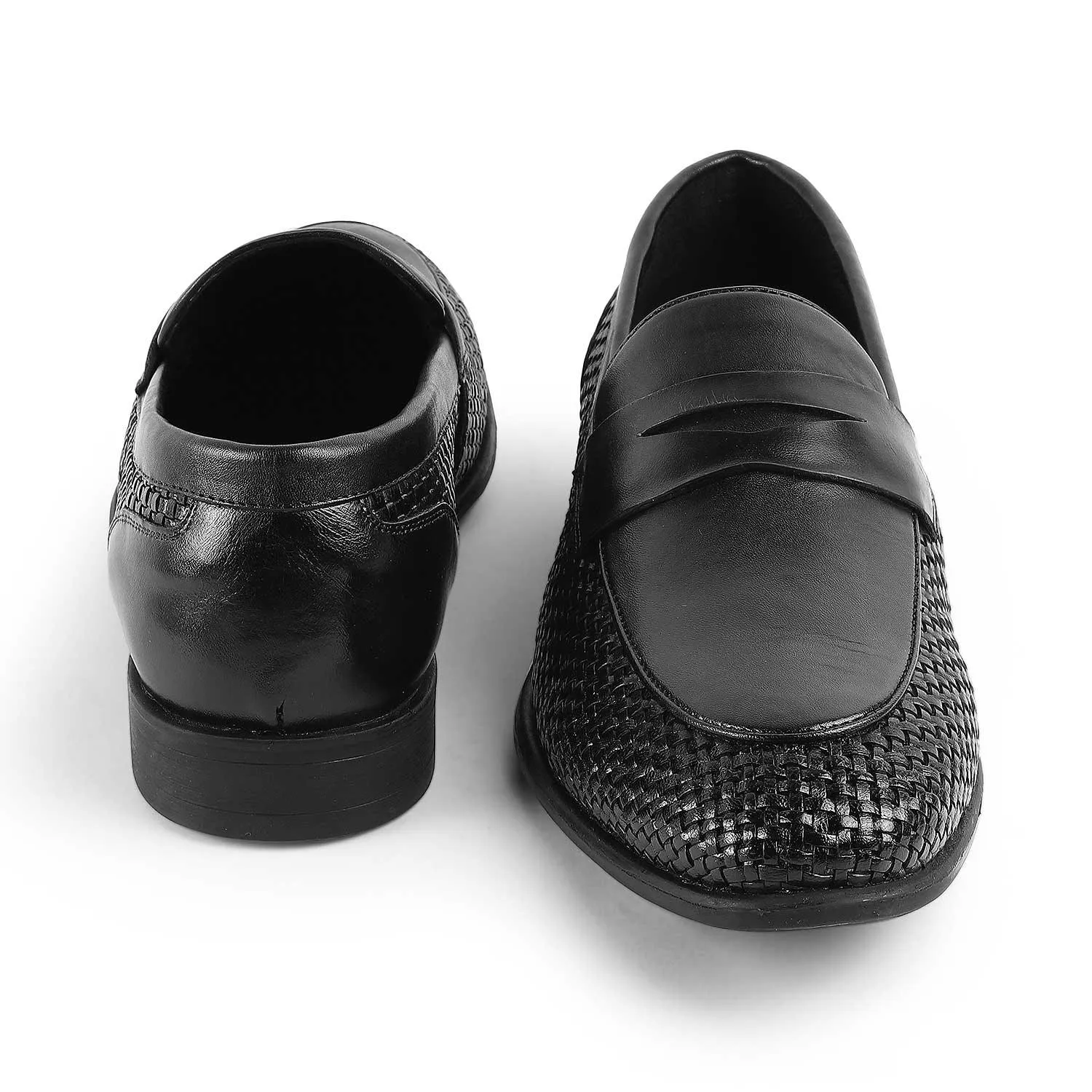 Tresmode Jim Black Men's Leather Penny Loafers