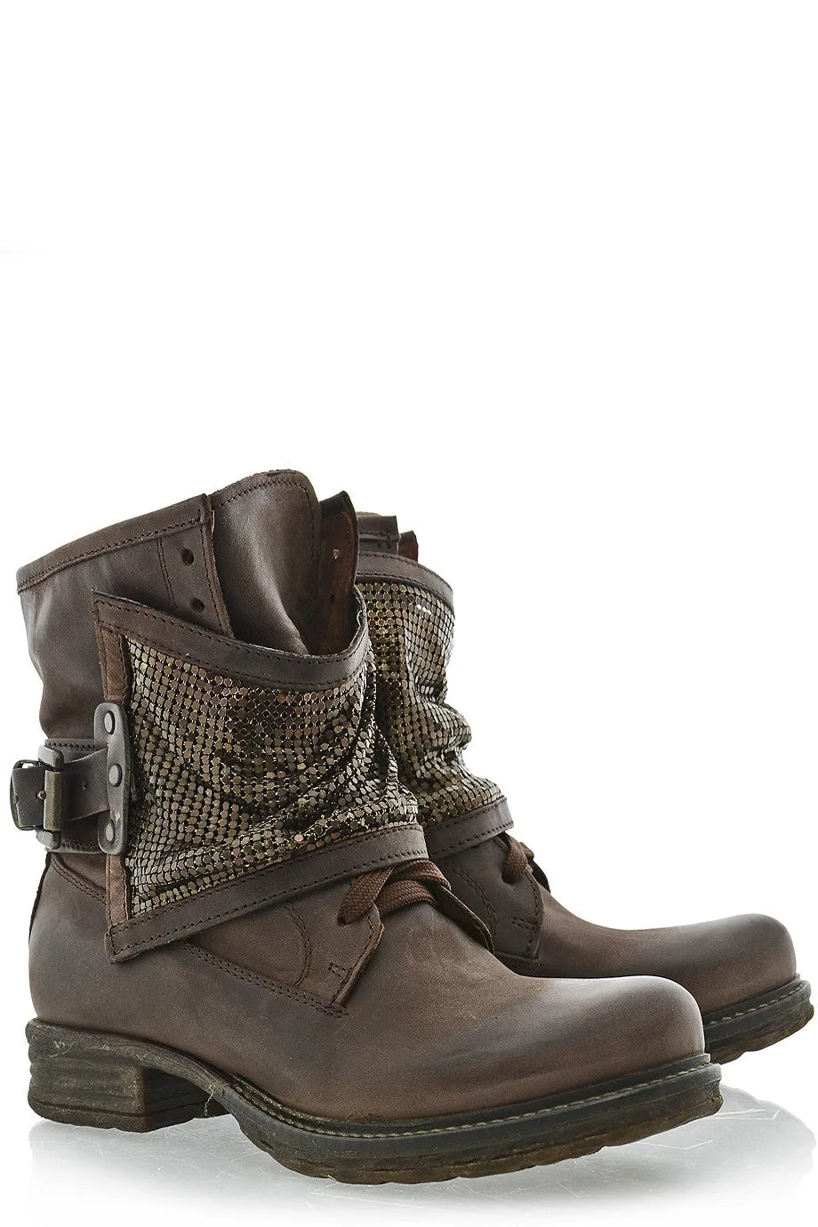 VERONIC Brown Studded Boots