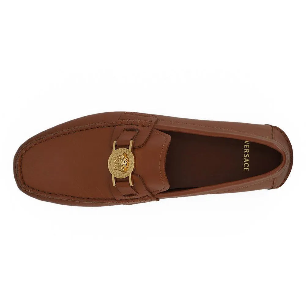 Versace Elegant Medusa-Embossed Leather Loafers