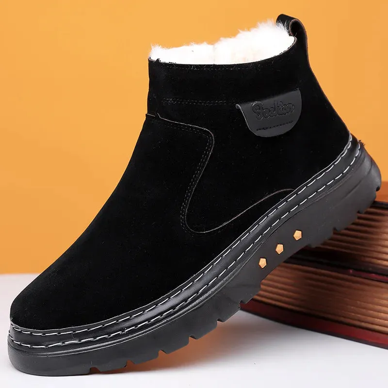 Warm Plush Solid Faux Leather Slip-On Boots