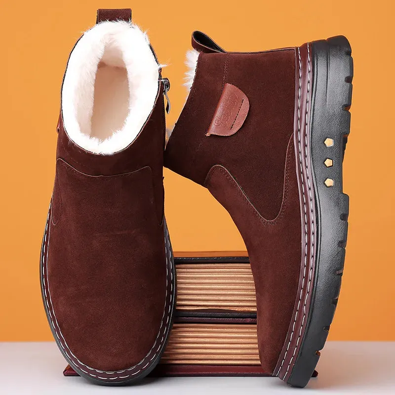 Warm Plush Solid Faux Leather Slip-On Boots