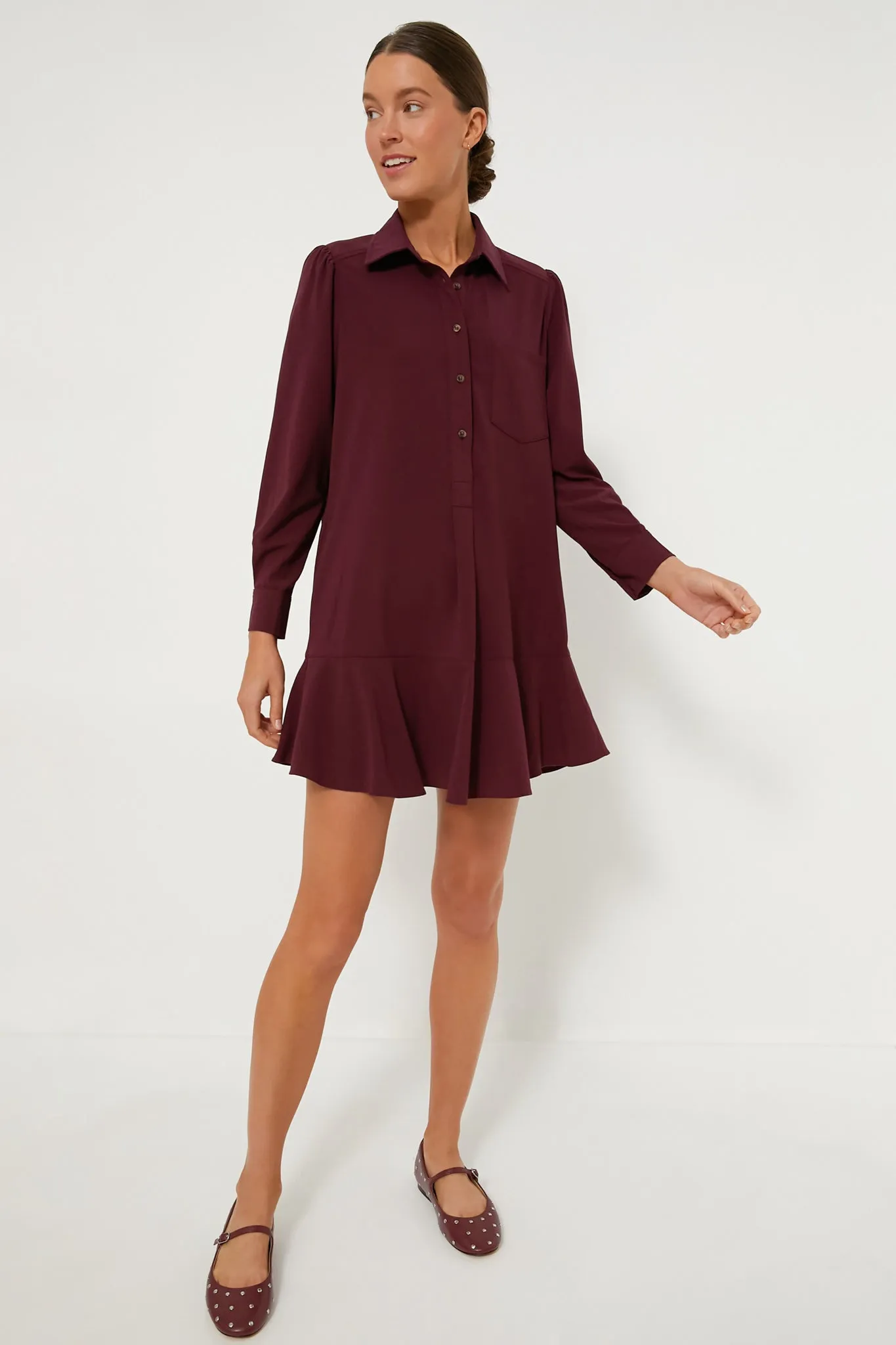 Winetasting Crepe Callahan Shirt Dress