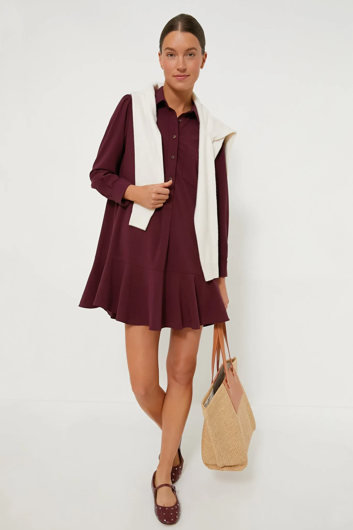 Winetasting Crepe Callahan Shirt Dress