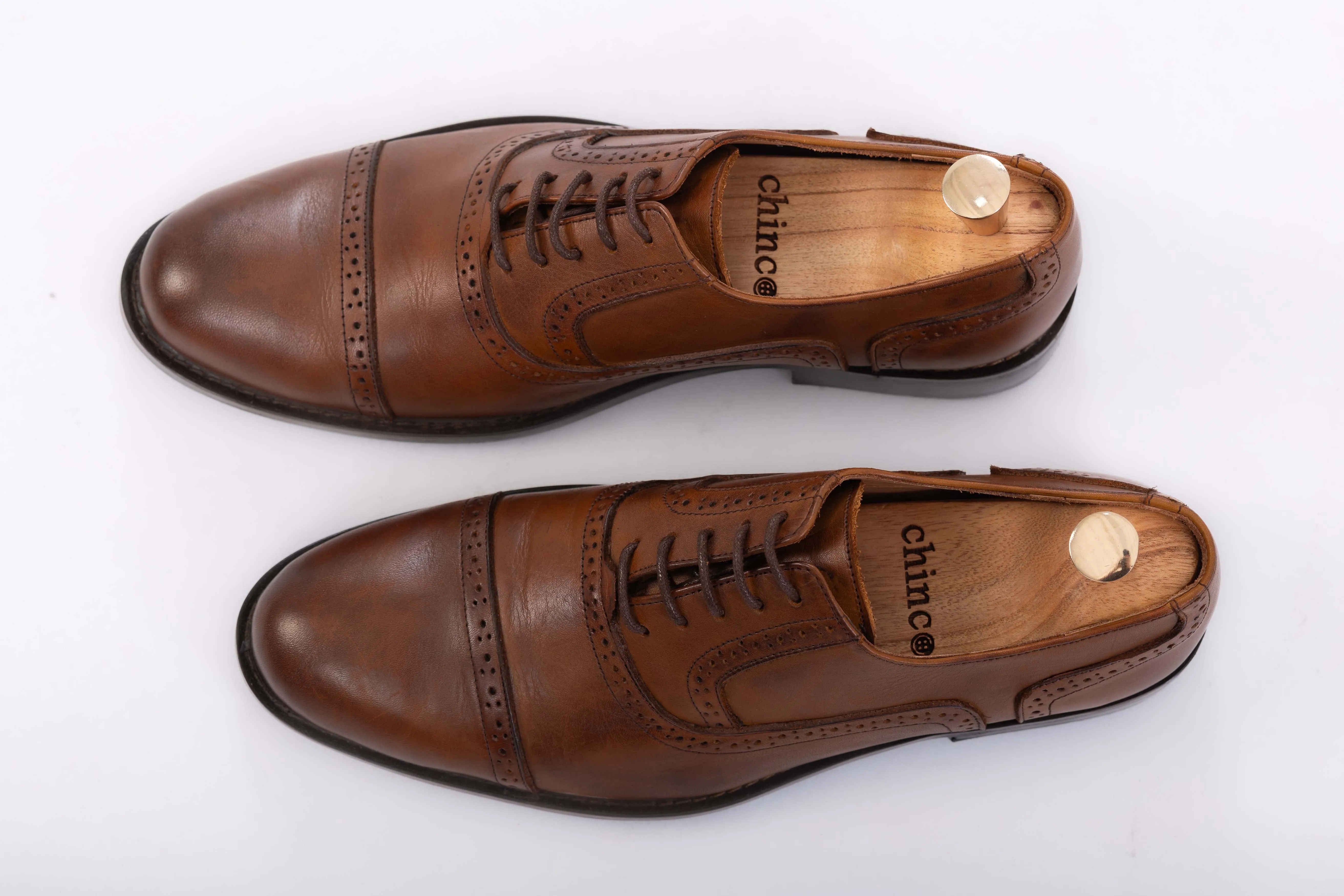 wing tip shoes-brown