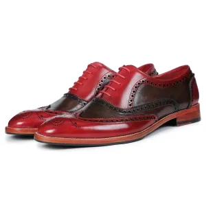 Wingtip Brogue Oxford - Red & Olive