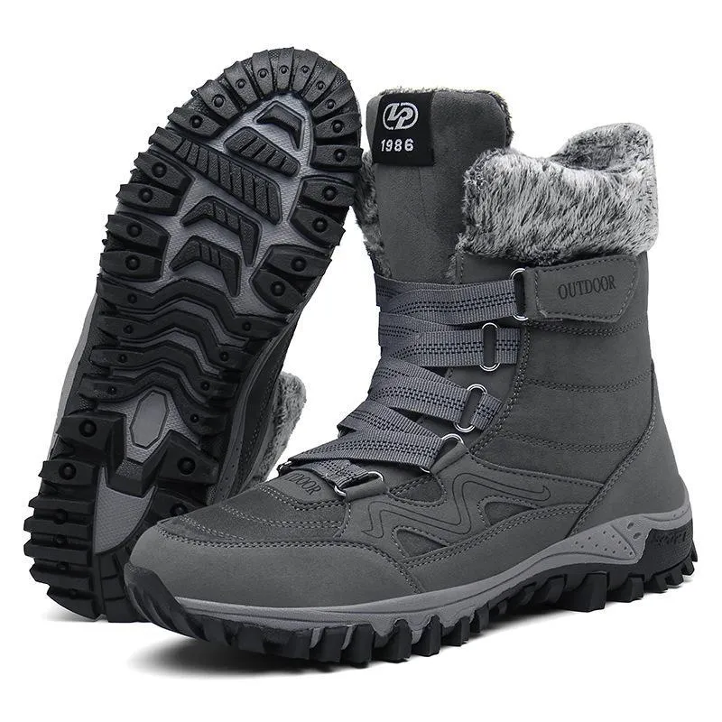 Women's Anti-slip warm lining mid calf snow boots with magic tape