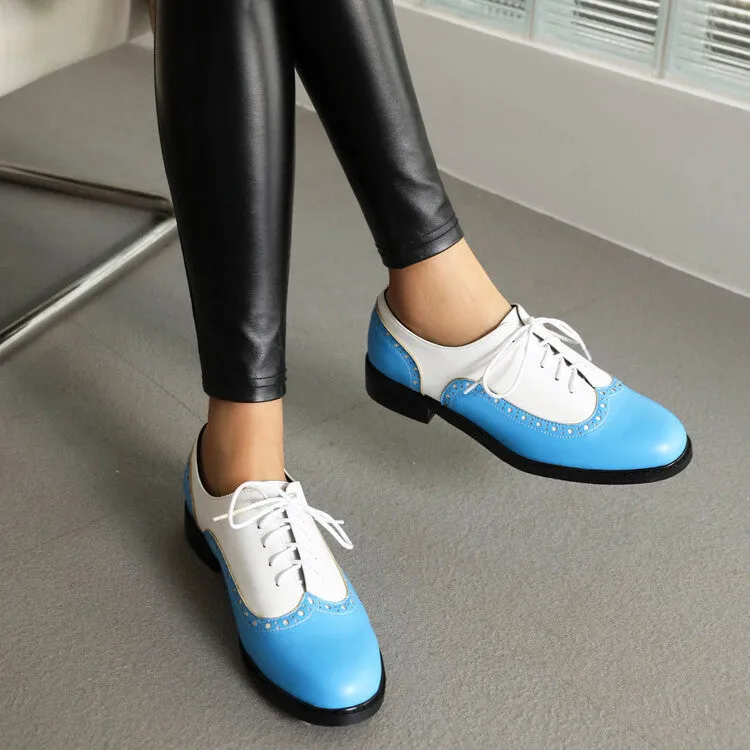 Women's Bicolor Tied Straps Flats Oxford Shoes