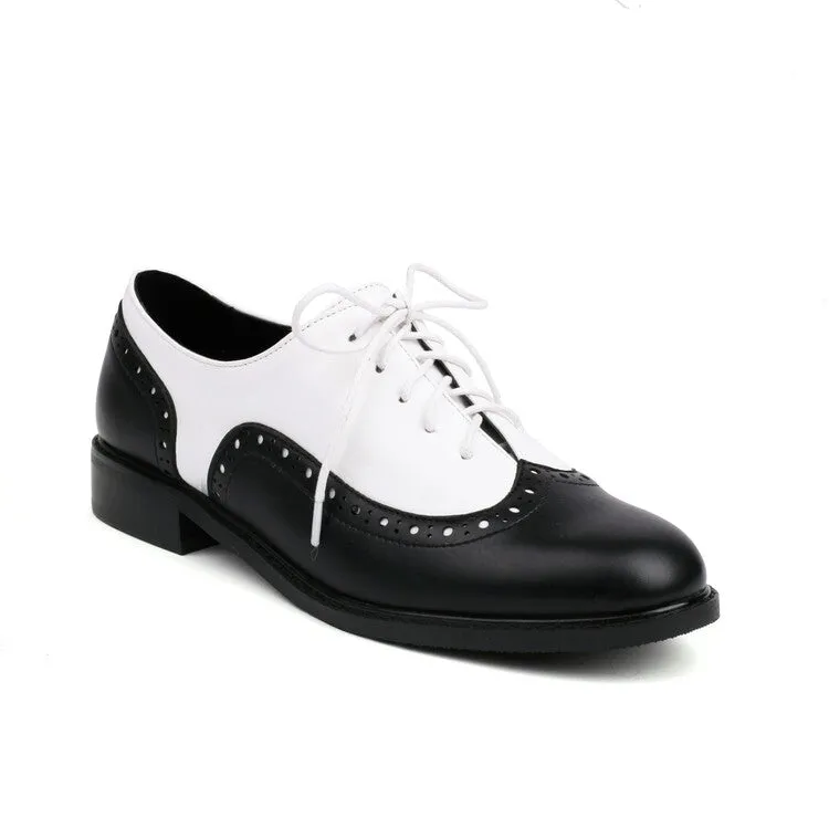 Women's Bicolor Tied Straps Flats Oxford Shoes