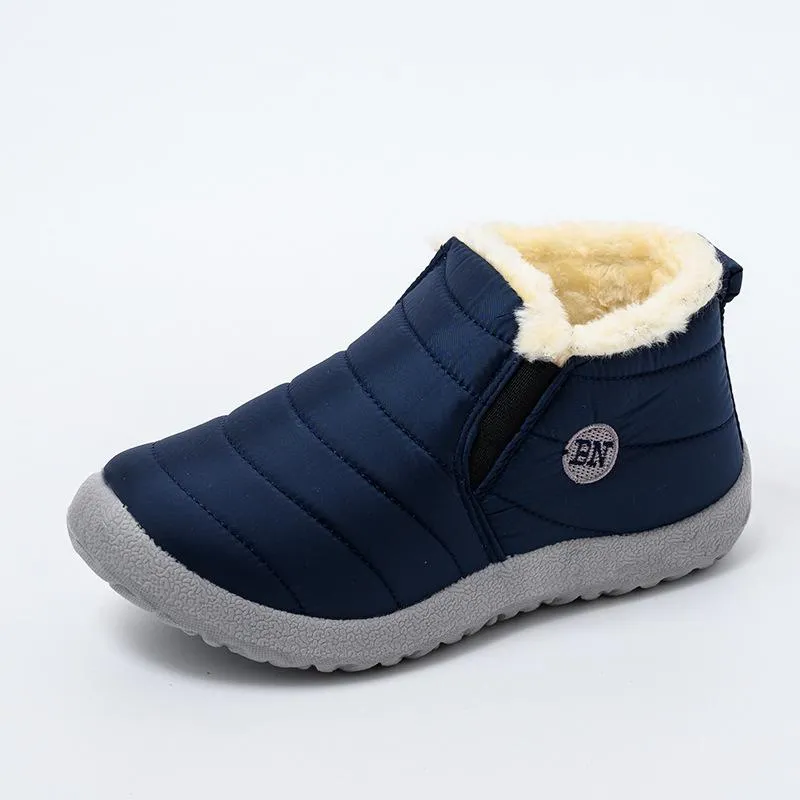 Women's flat waterproof warm lining snow boots slip on winter boots