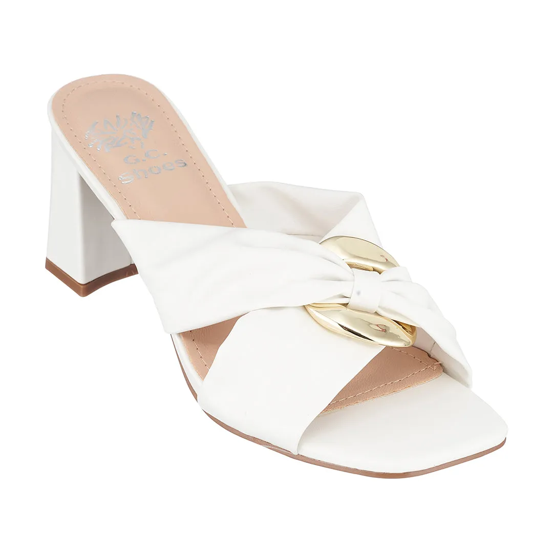 Zane White Heeled Sandals