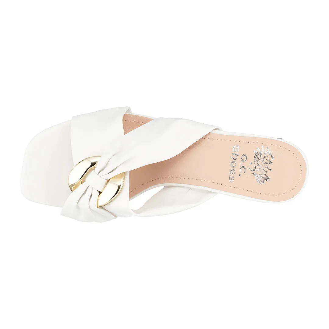 Zane White Heeled Sandals